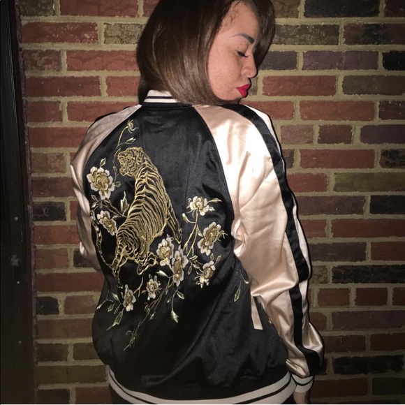Express Reversible Satin Bomber Jacket 